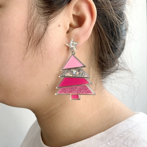 Weihnachtsbaum Ohrhänger Acryl Pailletten Glitzer Legierung Stern Anhänger Feiertag Party Schmuck Für Damen