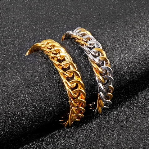 Bracciale Da Uomo A Catena Cubana In Acciaio Inossidabile Catena Pesante Gioielli Hip Hop Punk