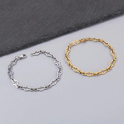 Collana In Acciaio Inossidabile Con Maglie A Croce Svuotate Gioielli A Catena Geometrica Minimalista Per Donna Elegante Moda