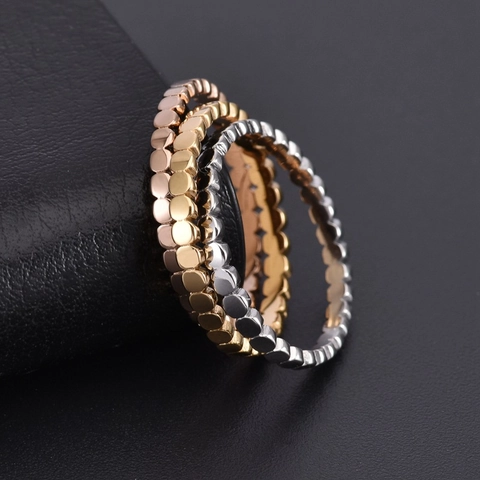 Minimalist Beaded Ring For Women Stainless Steel 18K Gold Plated Bubble Band Stackable Jewelry Gift