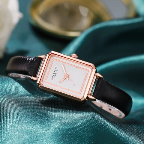 Orologio Al Quarzo Rettangolare Vintage Da Donna Con Cinturino In Pelle PU Cassa In Lega Elegante Orologio Da Polso Quadrato