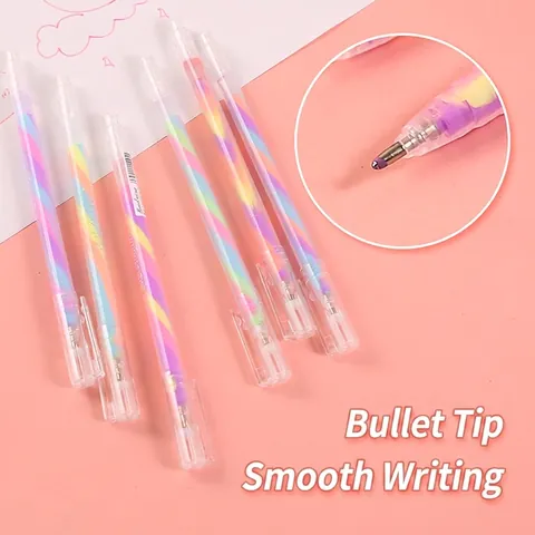 Regenboog Gelpennen Plastic Bullet Tip Multi Color Roterende Gradiënt Inkt Glitter Fluorescerend Pastel Journaling Tekenen