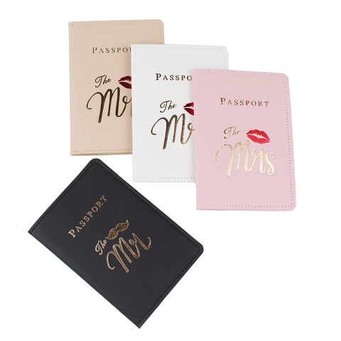 Reisepasshülle PU Leder Goldprägung Reisezubehör Hochzeitsgeschenk Paar Design Mr Und Mrs Eleganter Schutz Für Herren Damen