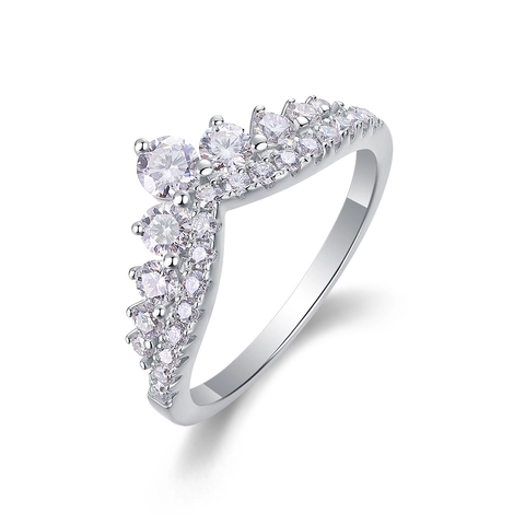 Anillo De Moissanita Plata De Ley S925 Forma V Corona Elegante Brillante Joyería Regalo Para Mujeres