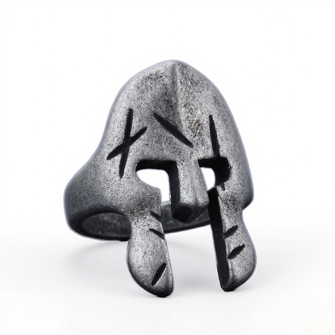 Spartaner Helm Ring Edelstahl Vintage Distressed Krieger Punk Gothic Biker Statement Ringe Für Herren Jungen