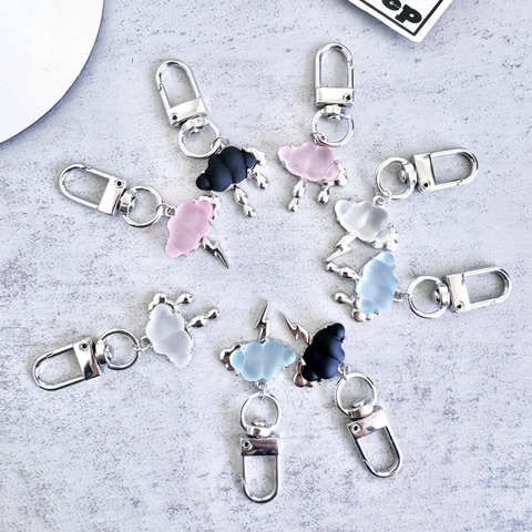Cute Cloud Keychain With Lightning Raindrop Pendants Korean Ins Style Zinc Alloy Resin Bag Accessories Gift For Friends Women