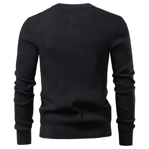 Mens Henley Ribbed Knit Sweater Viscose Polyester Long Sleeve Slim Fit Casual Pullover Top
