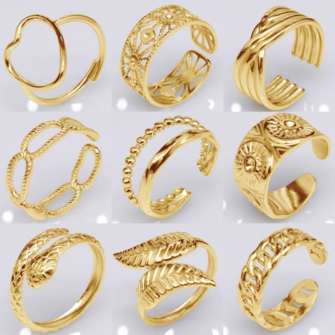 Retro Stainless Steel Open Adjustable Ring Titanium Steel Fashion Jewelry For Women Men