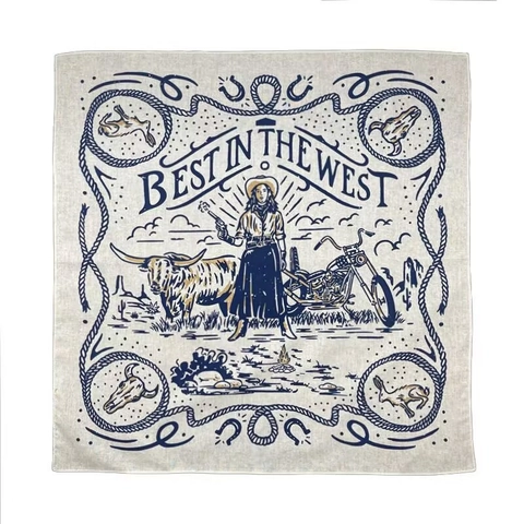 Pure Baumwolle Vintage Bandana Quadratisches Tuch Amerikanischer Retro Western Nautik Druck Halstuch Stirnband