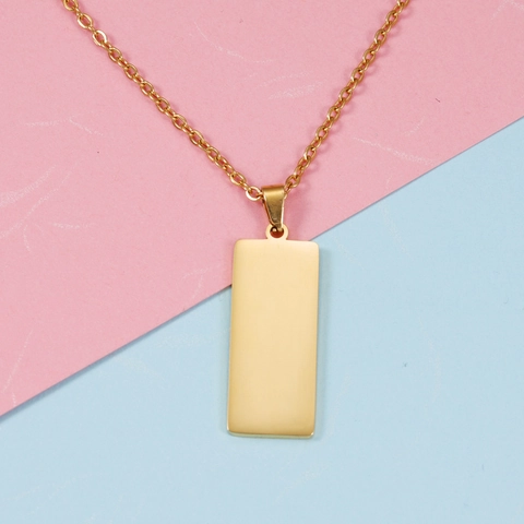 Minimalistische Rechthoekige Hanger Ketting Roestvrij Staal Spiegel Gepolijst Geometrische Mode Sieraden Voor Dames En Heren