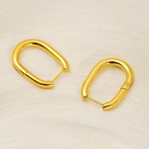 Minimale U-Förmige Creolen 18K Vergoldeter Edelstahl Geometrische Hohle Ovale Schmuck Für Frauen