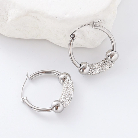 Orecchini A Cerchio In Acciaio Inossidabile Con Strass Scintillanti Rotondi Minimalisti Eleganti Gioielli Di Moda Per Donna