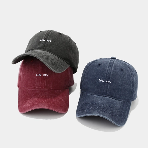 Casquette De Baseball En Coton Lavé Distressed Broderie Low Key Réglable Rétro Protection Solaire Chapeau Casual Unisexe