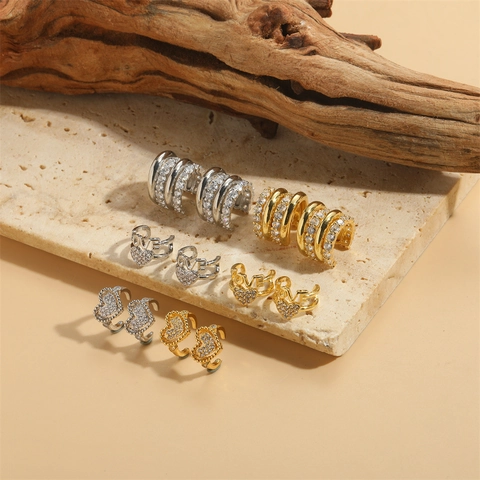 Moda Corazón LOVE Letra Ear Cuffs Cobre Circón Multicapa No Perforado Clips De Oreja Joyería De Tendencia Mujer