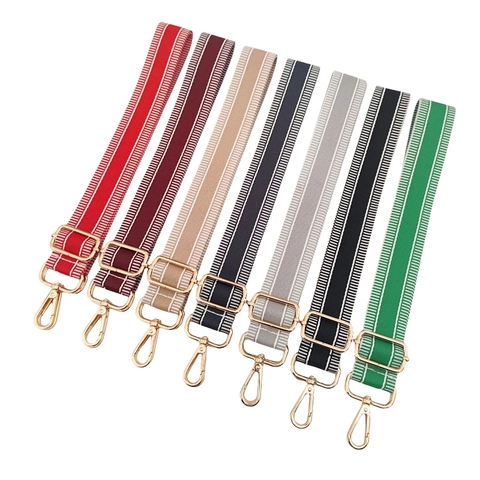 Adjustable Bag Shoulder Strap Replacement Crossbody Webbing Canvas Polyester Cotton Striped Design With Metal Buckles