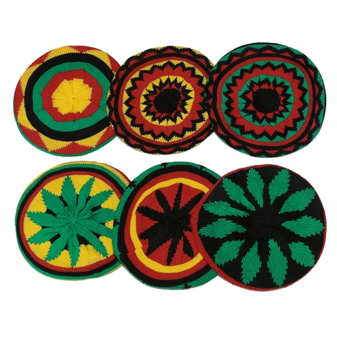 Berretto All'uncinetto Stile Reggae Giamaicano Cappello In Maglia Colorato Rasta Arcobaleno In Acrilico Per Adulti Unisex