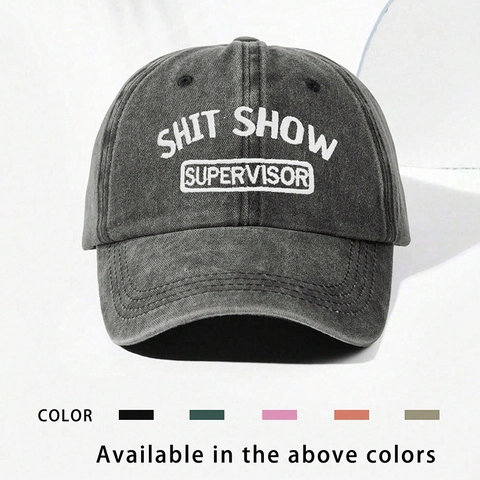 Baseball Cap Washed Cotton Distressed Shit Show Supervisor Embroidery Adjustable Dad Hat Retro Hip Hop Curved Brim Unisex