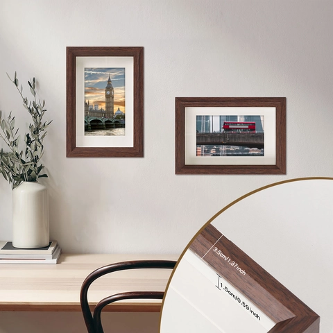 Cornice Per Foto Moderna Con Venature Del Legno Da Tavolo E Parete Con Passepartout Per Arredamento