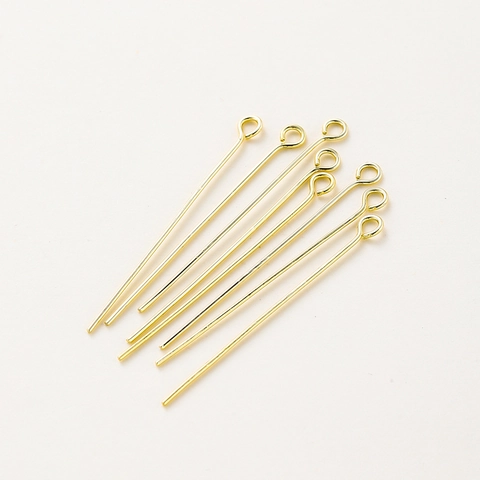 Gold Plated Copper Eye Pins For Jewelry Making DIY Handcrafted Beading Round Head Pins Findings Supplies Multiple Styles