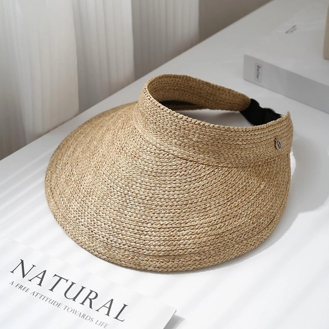 Cappello Visiera Parasole In Paglia Da Donna Open Top Tesa Larga Protezione UV Pieghevole Cappello Da Spiaggia Estivo