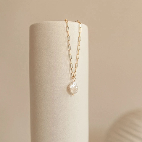 Collar de Colgante de Aleación y Perla Artificial para Mujer Perla Barroca Irregular Oro Plata Cadena de Clip Joyería de Moda