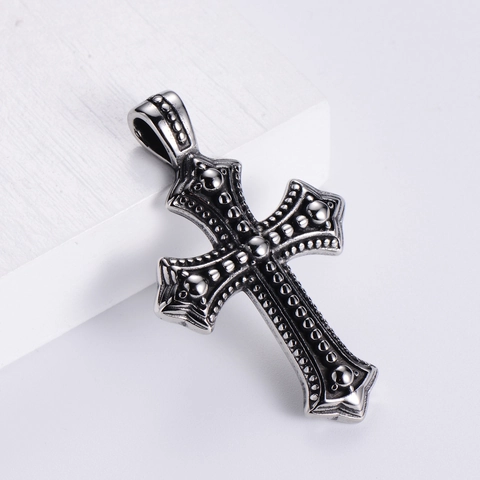 Collana Con Pendente A Croce Da Uomo 304 Acciaio Inossidabile Vintage Gotico Totem Intagliato Punk Rock Gioielli