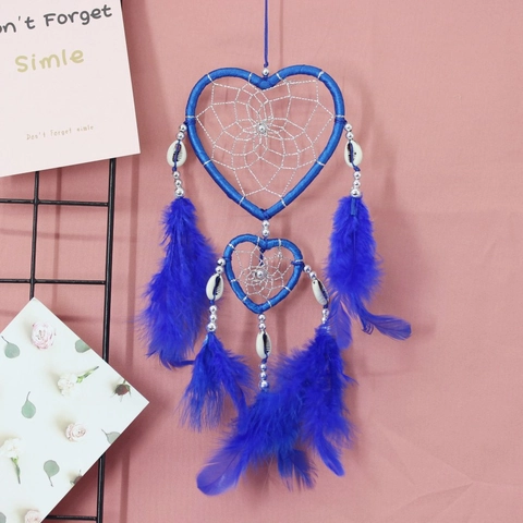 Heart Shaped Dreamcatcher Handmade Feather Shell Beads Indian Style Wall Hanging Home Decor Ornament Romantic Aesthetic