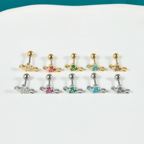 Stainless Steel Zirconia Heart Arrow Stud Earring Cupid's Arrow Cartilage Earring For Women Men Screw Back Body Piercing Jewelry