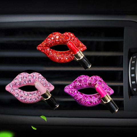 Clip Per Aromaterapia Per Presa D'aria Per Auto Strass Scintillanti Labbra Rossetto Decorazione Profumata Interni