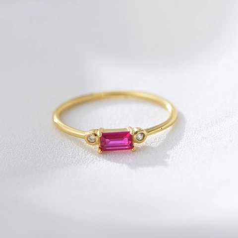 Vintage Bague en Argent Sterling 925 Avec Strass Carrés Pour Femmes Rétro Géométrique Taille Émeraude Vert Rouge Pierre Précieuse Bijoux