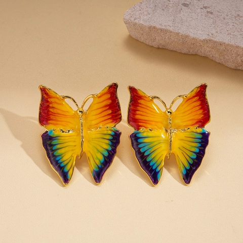 Orecchini A Farfalla Smalto Sfumato Colorato Gioielli In Lega Con Perno In Argento Sterling 925 Per Donna Moda