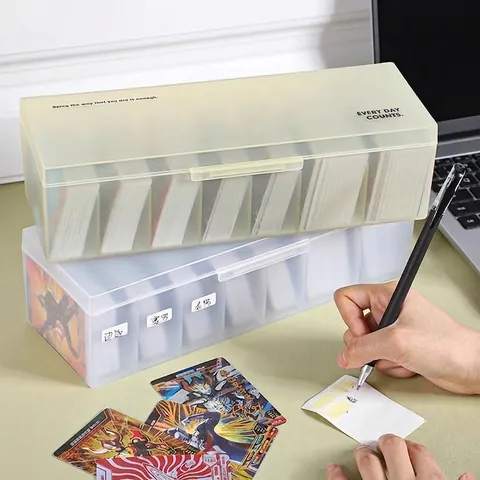 Card Storage Box Multi Compartment Translucent PP Plastic Desktop Organizer With Lid Dustproof For Trading Game Cards Collecting