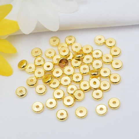 Brass Spacer Beads Flat Round Disk Wheel Beads Gold Plated For DIY Jewelry Making Bracelet Necklace Findings