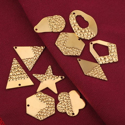 Edelstahl Geometrische Anhänger Gehämmerte Strukturierte Charms Für DIY Ohrring Halskette Schmuckherstellung