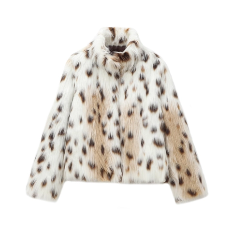 Cappotto In Pelliccia Sintetica Leopardata Da Donna Collo Alto Con Cerniera Giacca Corta In Peluche Chic Elegante Casual
