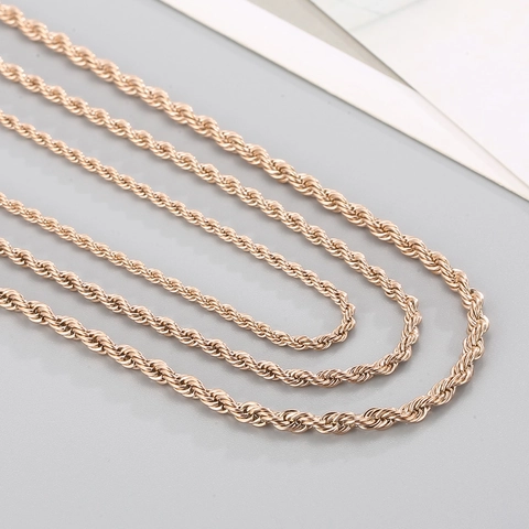 Collar de Cadena de Cuerda de Acero de Titanio Hip Hop de Moda para Unisex Oro Rosa Galvanizado Cadena de Eslabones Retorcidos Múltiples Tamaños Joyería Geométrica Regalo