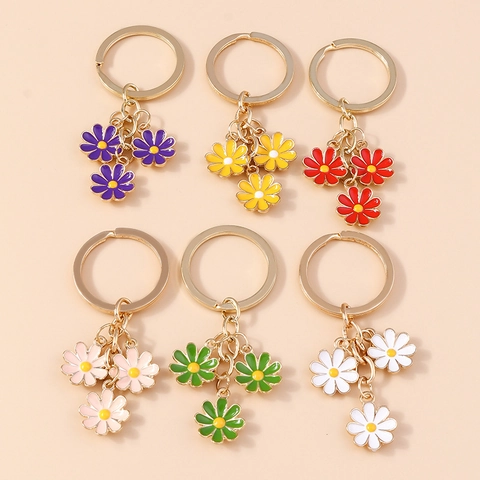Llavero De Margaritas Aleación Esmalte Dulce Floral Bolso Colgante Regalo Para Mujeres Niñas