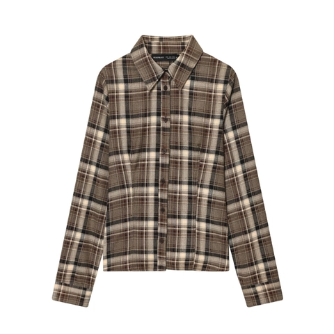 Camicia A Quadri Da Donna Maniche Lunghe Chiusura Con Bottoni Poliestere Casual Slim Fit Vintage Camicetta