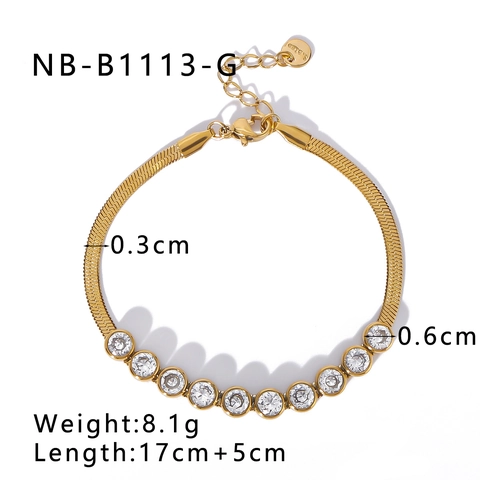 Lussuoso Braccialetto Collana a Catena in Acciaio al Titanio per Donna Placcato Oro 18K Con Zirconia Intarsiata Gioielli Geometrici