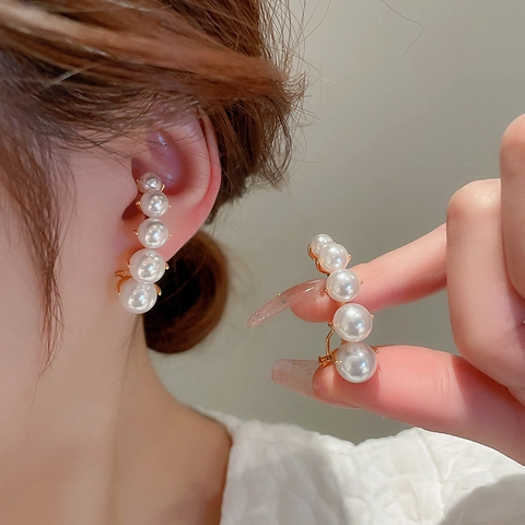 Vintage Kunstperlen Ear Climber Mit 925er Sterling Silber Ohrstecker Elegante Kupfer Ohrringe Für Damen
