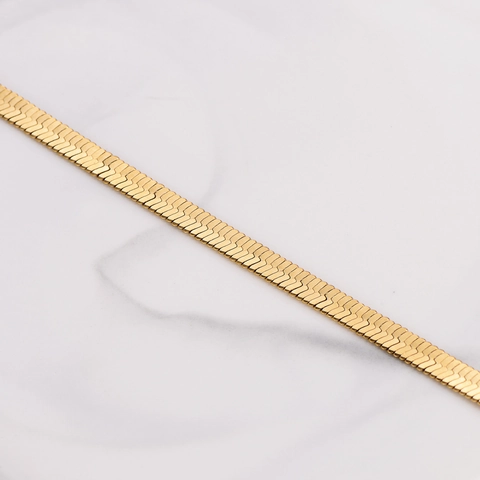 Bracciale A Catena Di Serpente Piatta In Acciaio Inossidabile 304 Placcato Oro 18K Largo Regolabile Gioielli Donna