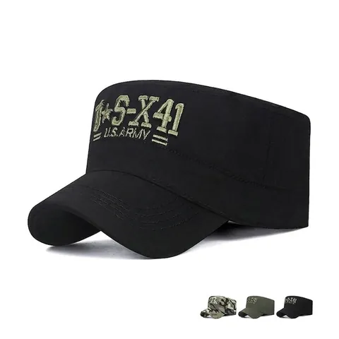 Gorra Cadet De Algodón Twill Sombrero Militar Plano Letras Bordadas Ajustable Protección Solar Táctica Al Libre