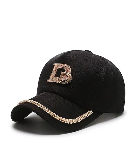 Baseball Cap Rhinestone Letter Decor Cotton Polyester Wide Brim Sun Protection Streetwear Hip Hop Adjustable Hat