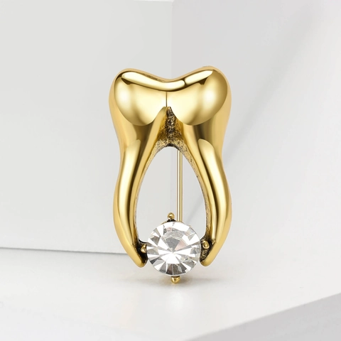 Spilla A Forma Di Dente Lega Smalto Con Strass Gioielli Medico Dentista Spilla Da Risvolto Creativa Cartone Animato Per Infermiere