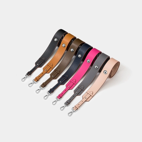 Wide Genuine Leather Shoulder Bag Strap Adjustable Solid Color Replacement For Crossbody Handbags Women With Metal Beads