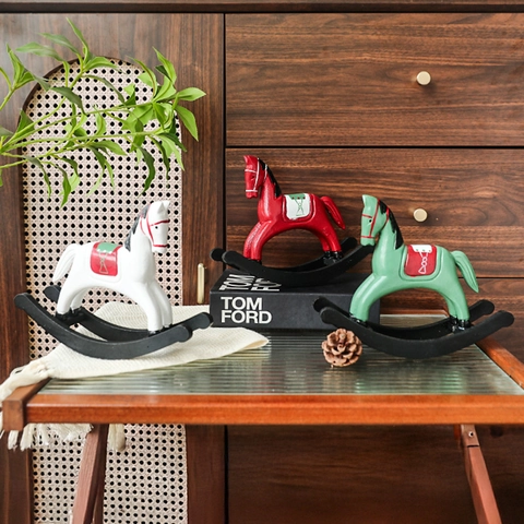 Adorno De Caballito De Madera Estilo Nórdico Retro Estatua De Escritorio Decoración Pintada A Mano Para Hogar Oficina Estante
