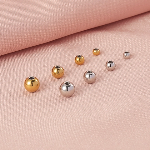 Cuentas Espaciadoras Redondas De Acero Inoxidable 303 Cuentas Sueltas Orificio Pasante Para Hacer Joyas DIY
