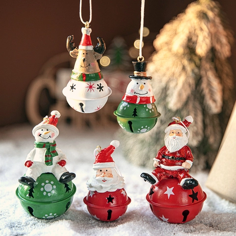 Ornamenti Campane Di Natale Metallo Ferro Dipinto Ciondolo Appeso Babbo Natale Pupazzo Di Neve Renna Per Albero
