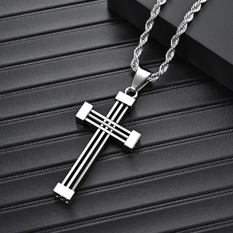 Collana Con Pendente A Croce In Acciaio Inossidabile Per Uomo Gioielli Hip Hop Regalo Religioso