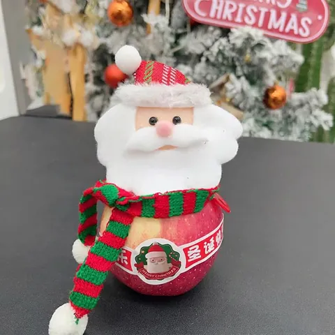 Weihnachts Plüsch Cartoon Kopf Dekorationen Weihnachtsmann Schneemann Rentier Feiertag Geschenk Verpackung Gestreifter Schal Zubehör